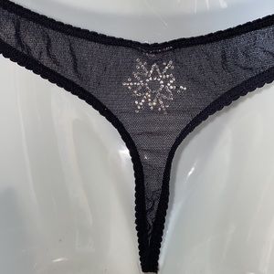 Victoria’s Secret black mesh and rhinestone snowflake back XL
